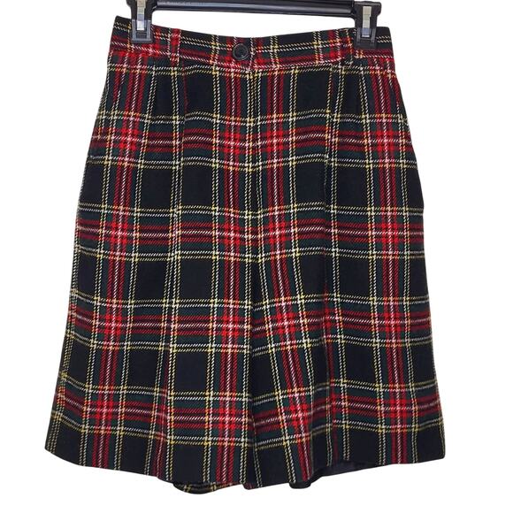 Vintage Norton McNaughton Tartan Plaid Pleat Wool Blend Knee Length Shorts Sz 26 - Picture 2 of 8